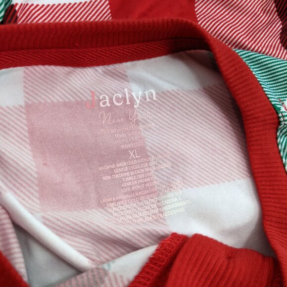Jaclyn New York Womens Size XL Red Green Plaid Henley Long Sleeve Christmas Top - Picture 5 of 7